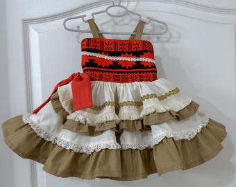 Handmade Moana-Inspired Dress with Optional Flower Crown