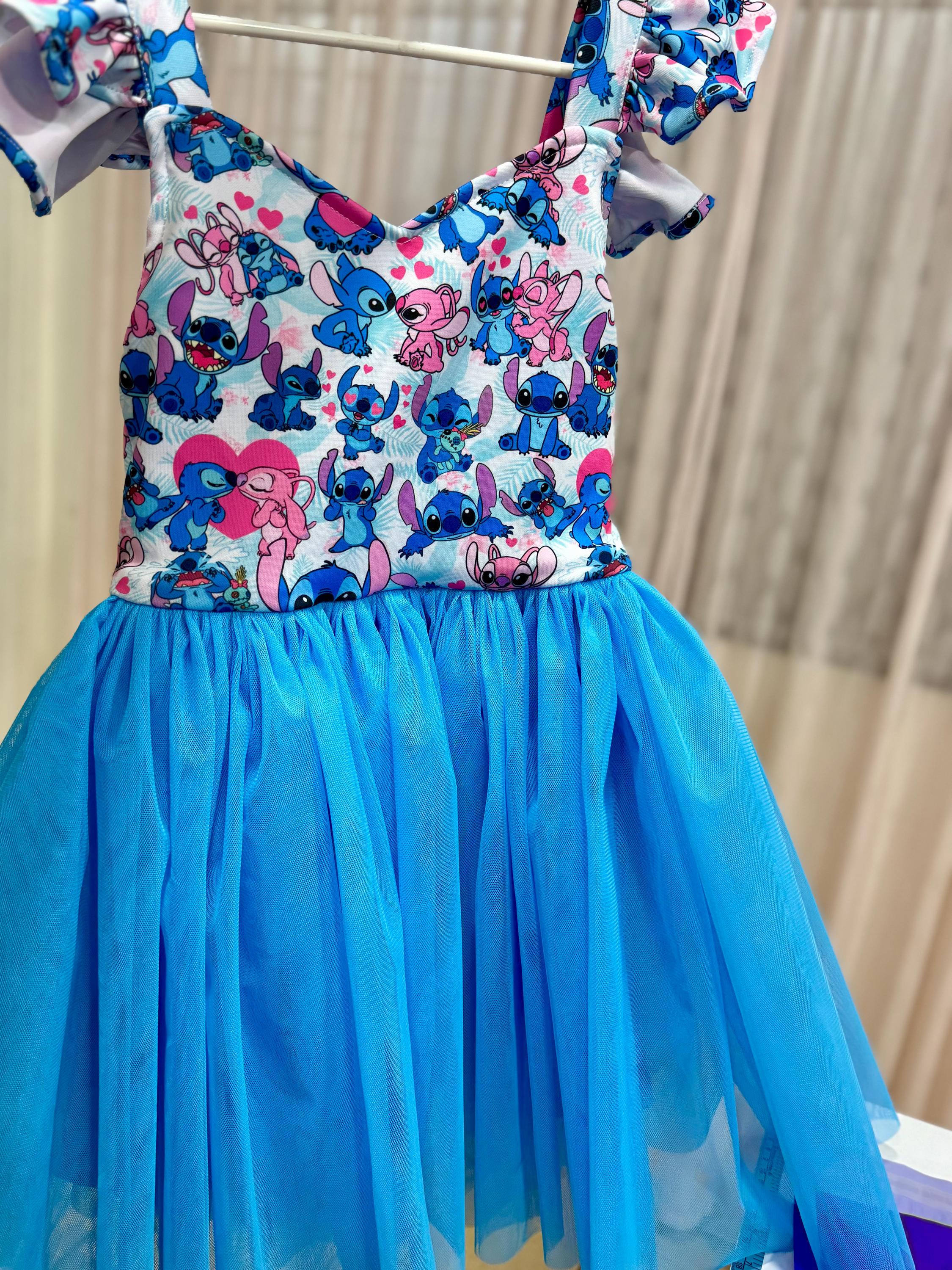 blue stitch dress Disney's Lilo & Stitch Collection by Unique Vintage Blue Stitch Print Sarong Dress XS/2
