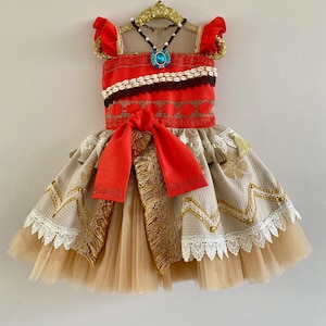 Moana-inspiriertes Kleid Moana Kostüm für Mädchen - Moana-inspiriertes Kleid und optionale Blumenkrone