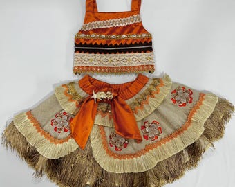 Handmade Moana Costume for Girls – Island Dress & Flower Crown