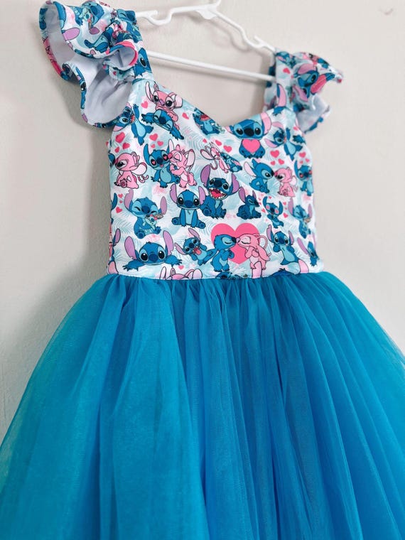 blue dress for baby girl Disney Stitch Toddler/Kid Girl Tropical Floral Dress Light Blue