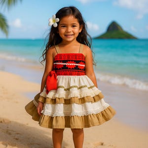 Moana-inspiriertes Kleid Moana Kostüm für Mädchen - Moana-inspiriertes Kleid und optionale Blumenkrone