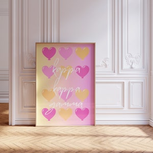Kappa Kappa Gamma Hearts Preppy Wall Art