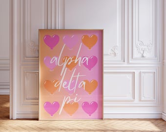 Alpha Delta Pi Hearts Preppy Wall Art