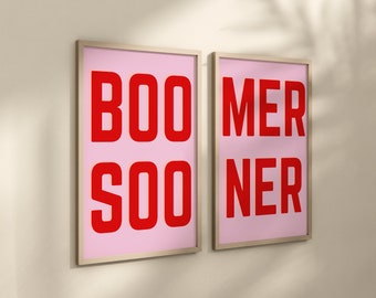 Boomer Sooner Preppy Prints Rojo y Rosa