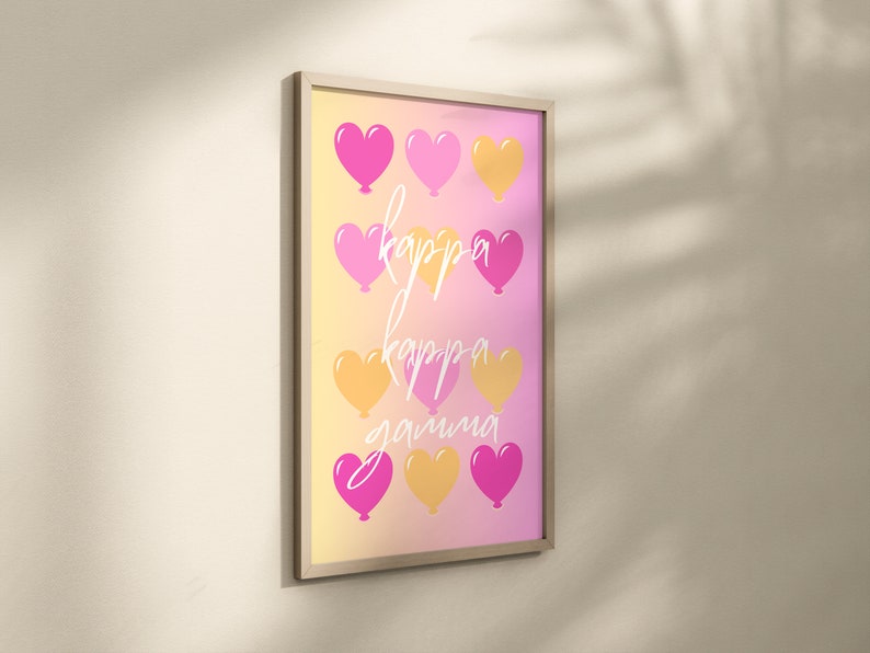 Kappa Kappa Gamma Hearts Preppy Wall Art image 3