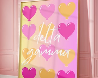 Delta Gamma Hearts Preppy Wall Art