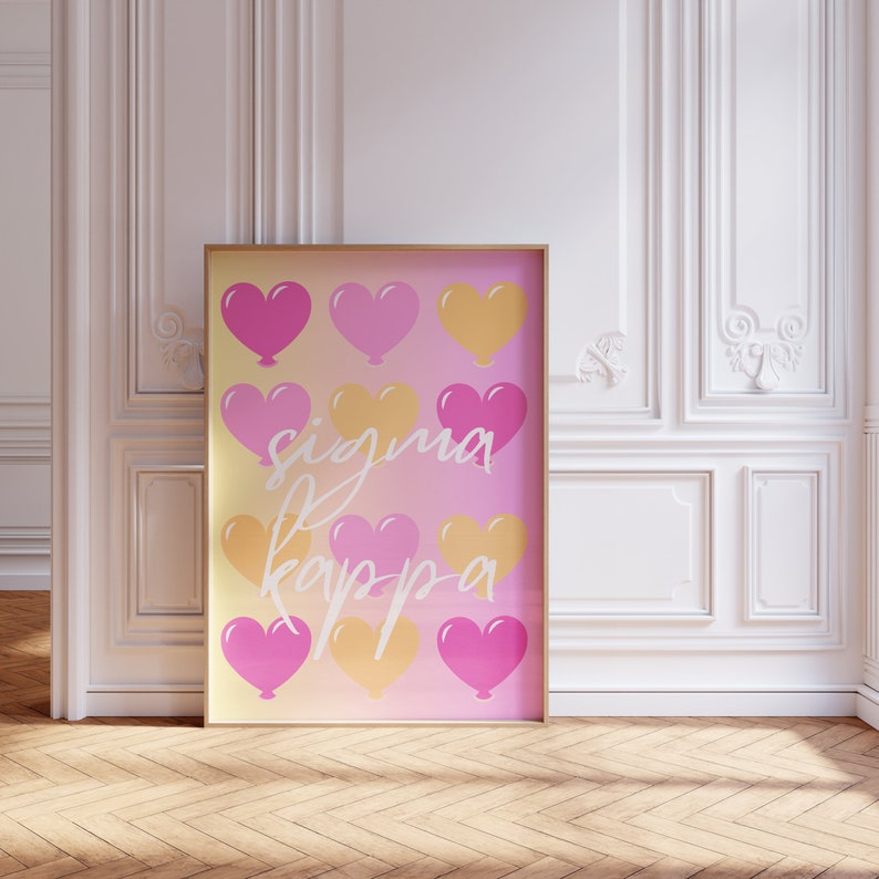 Sigma Kappa Hearts Preppy Wall Art image 1