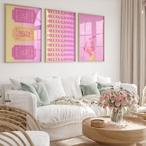 Delta Gamma Preppy Wall Art- Pink