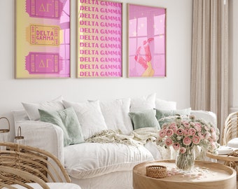 Delta Gamma Preppy Wall Art- Pink