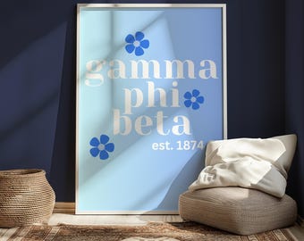 Gamma Phi Beta Flowers Blue