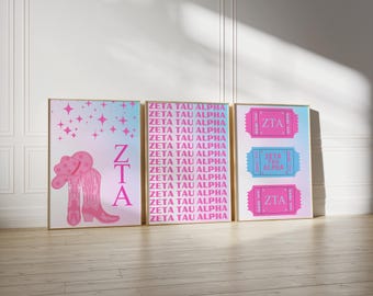 Zeta Tau Alpha  Preppy Prints Pink & Blue