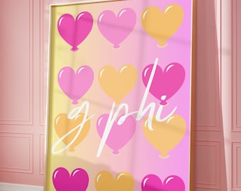 Gamma Phi Beta Hearts Preppy Wall Art