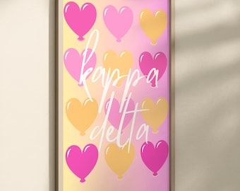 Kappa Delta Hearts Preppy Wall Art