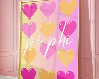 Pi Beta Phi Hearts Preppy Wall Art