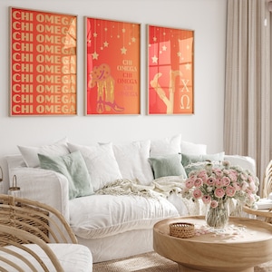 Chi Omega Preppy Wall Art- Orange