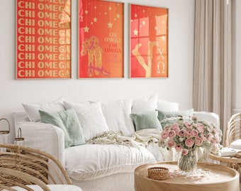 Chi Omega Preppy Wall Art- Orange