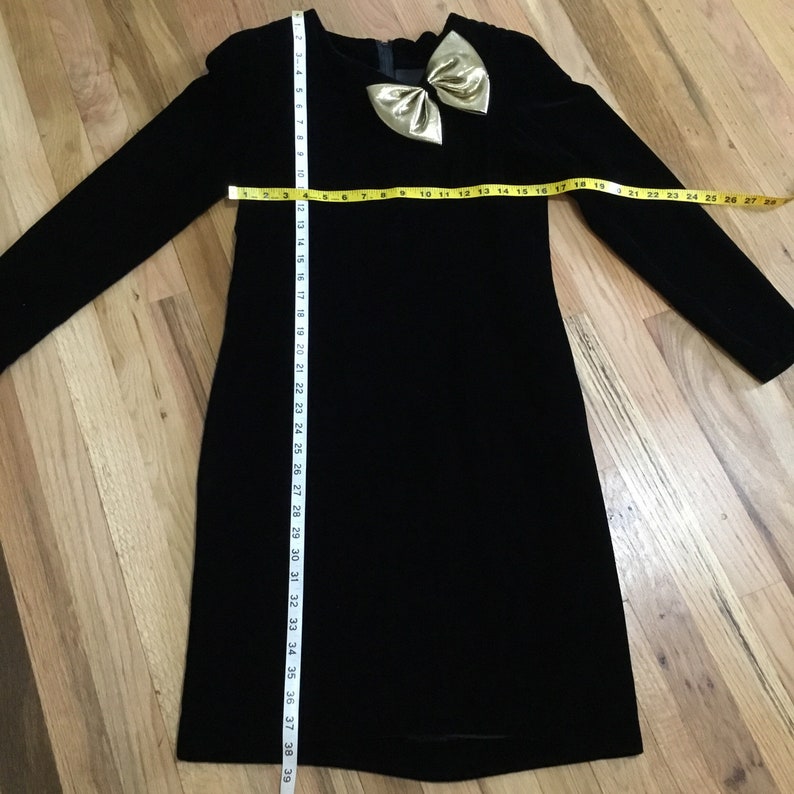 Vintage Halston III Black Velvet Bow Dress