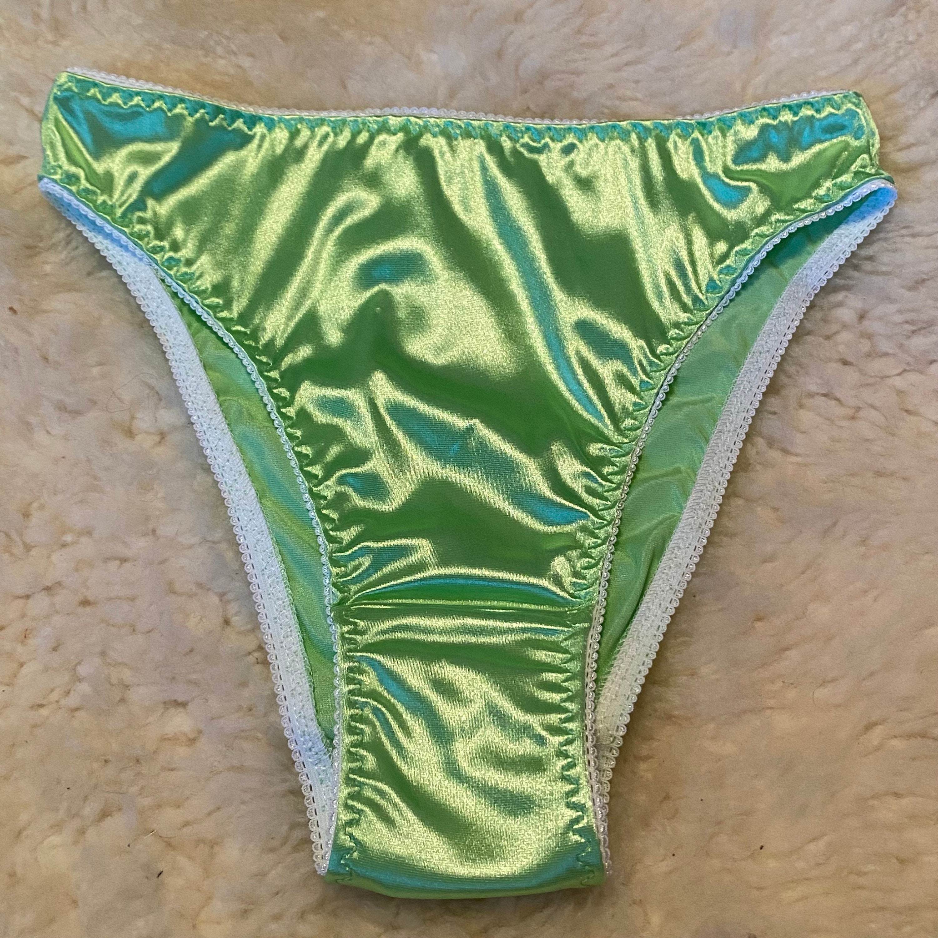 Sissy Satin Panties for MEN - Seafoam Green shiny Full Cut Bikini panties  S-XXL