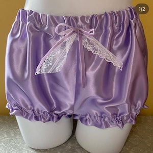 The Sophia Panty ~ Vintage Style Glossy Satin Ruffled Leg Sissy Bloomers Adult Old Fashioned Feminine Pantaloons Pettipants