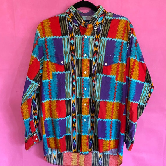 Vintage Abstract Southwestern Aztec Print Wrangler Brushpopper - Etsy Vintage Abstract Southwestern Aztec Print Wrangler Brushpopper - Etsy