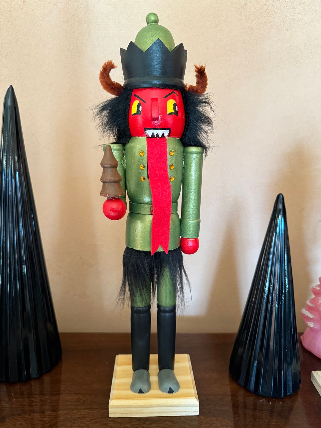 Hand Painted KRAMPUS Wooden Xmas Holiday Nutcracker Figure Etsy