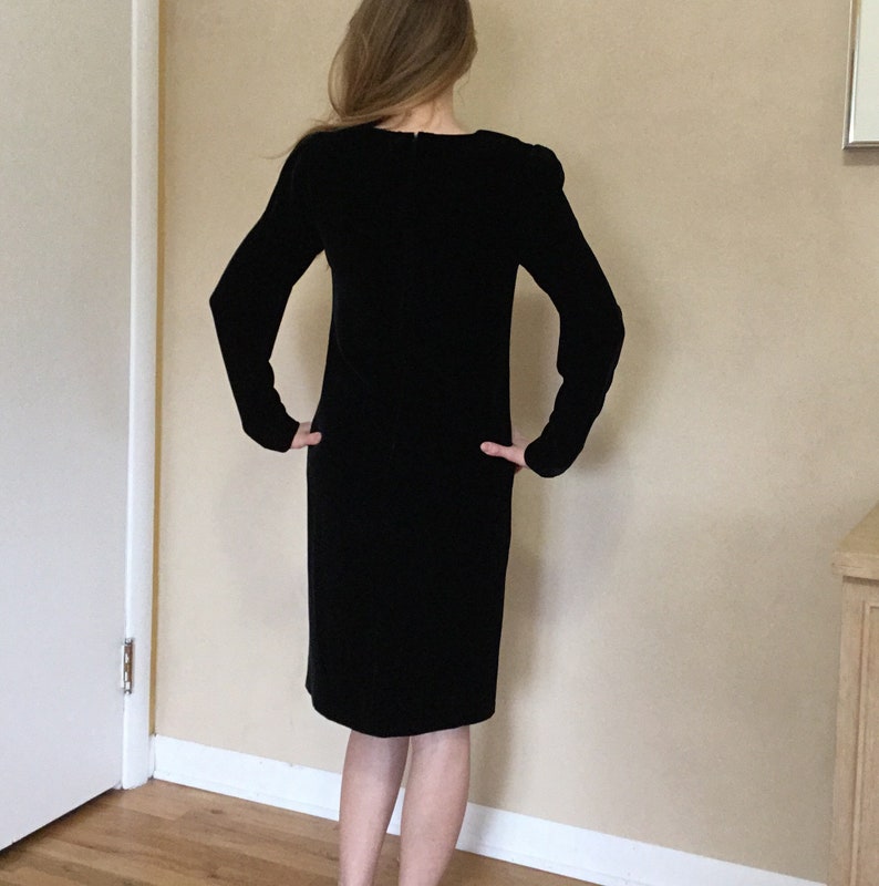 Vintage Halston III Black Velvet Bow Dress