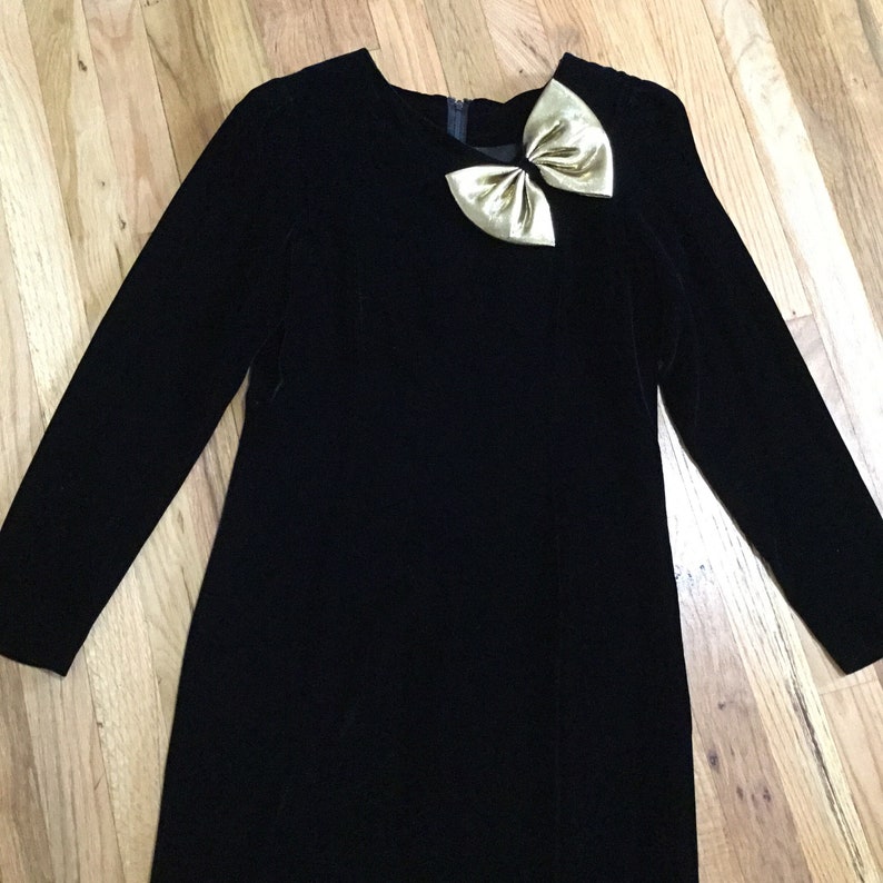 Vintage Halston III Black Velvet Bow Dress
