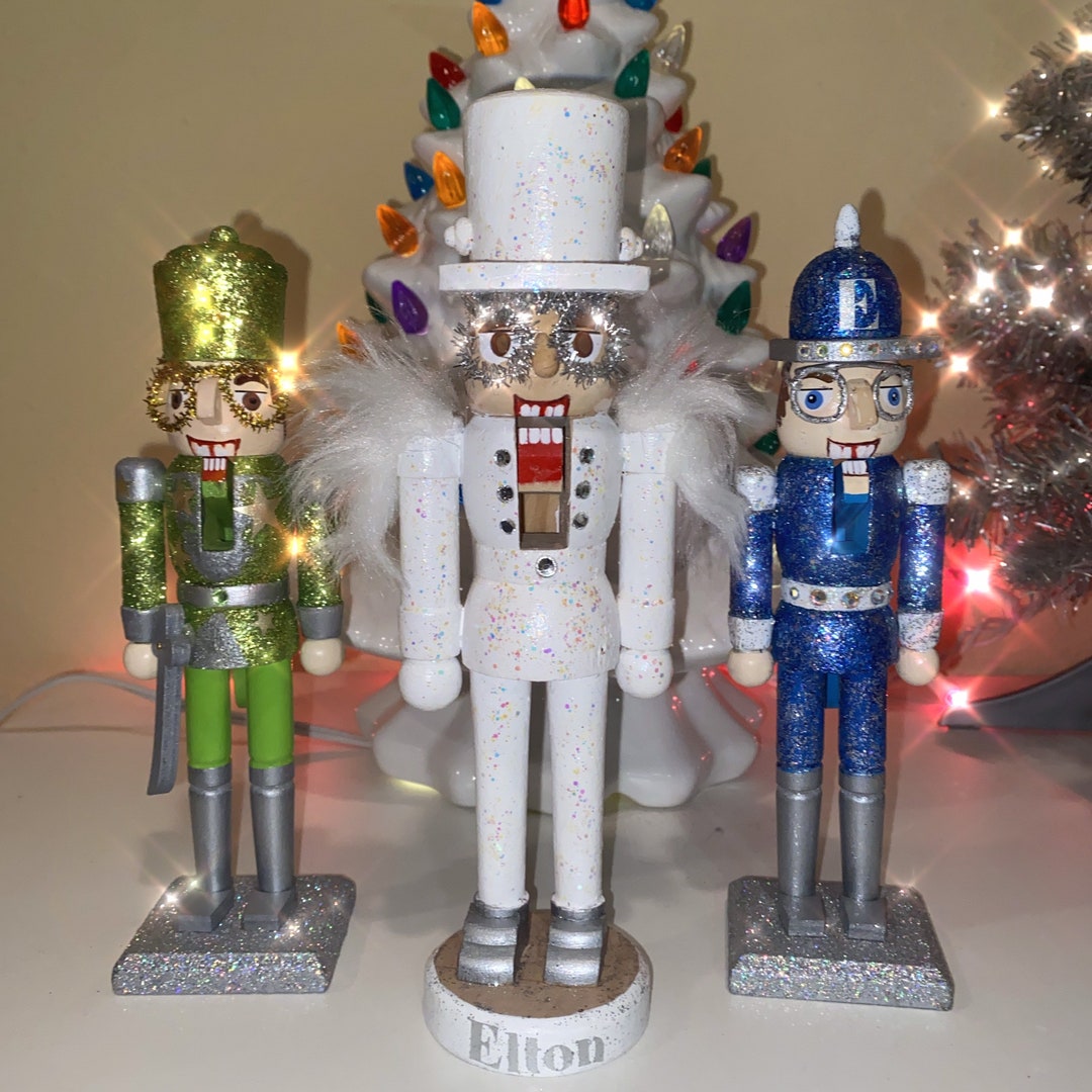 Hand Painted Sir Elton Holiday Wooden Nutcracker Etsy