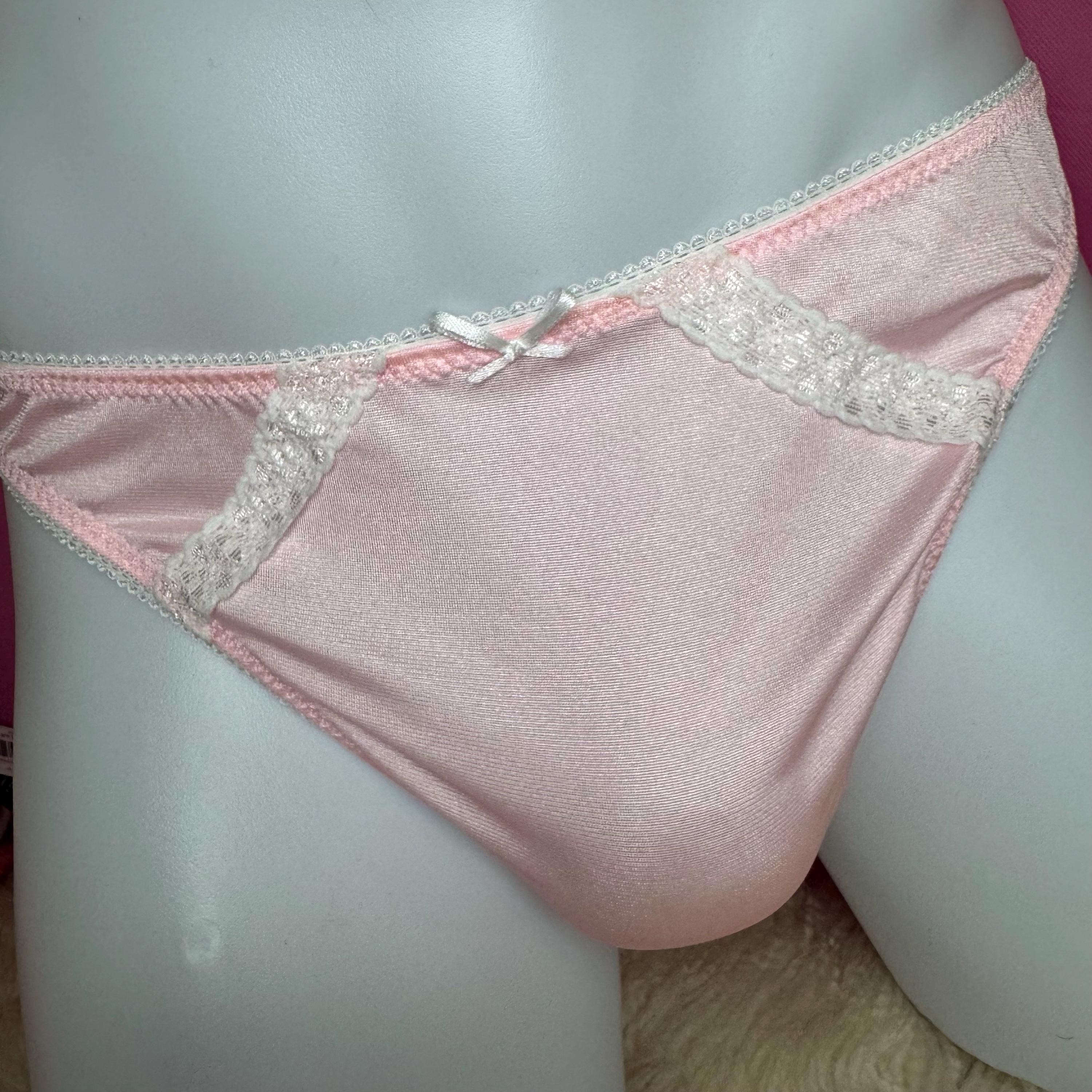 Angelina Lace Trim Panty ~ Feminine Men’s Cut ~ Semi Sheer Nylon Tricot  Vintage Style Bikini Underwear ~ Sissy, Femboy, CD