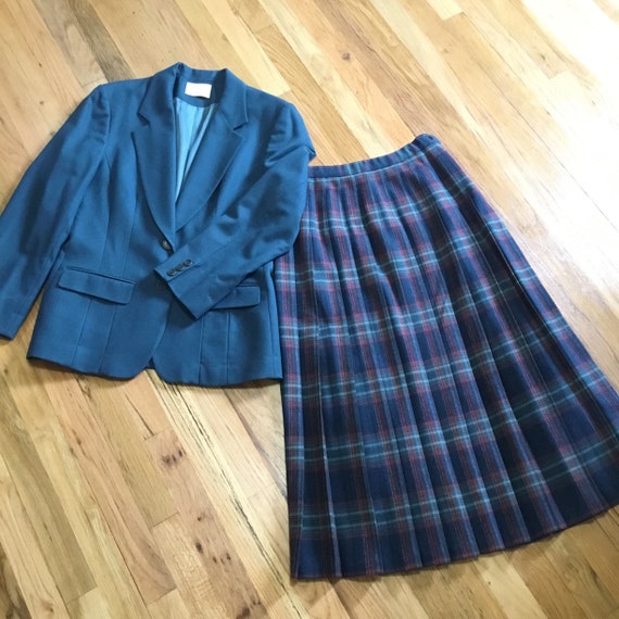 Vintage Pendleton Blazer & Pleated Skirt Set