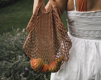 Plant dyed market string bag Groceries net bag naturally dyed Conscious fashion Reusable bags Useful Eco friendly Zero waste Gifts