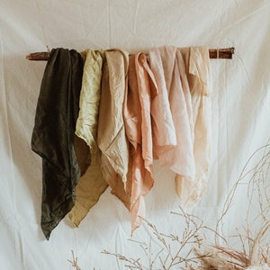Hand dyed silk scarf 100% Silk bandana Eco friendly Neckerchief Sustainable gift Minimal plant dyed fabric headband Male Female Silk Scarves