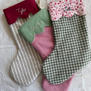 retro Christmas sock- Hand embroidered Personalized Handmade Christmas stocking Xmas decorations image 20