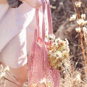 Plant dyed market string bag Groceries net bag naturally dyed Conscious fashion Reusable bags Useful Eco friendly Zero waste Gifts image 4