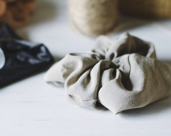 Gray Silk  scrunchies Neutral naturally dyed Premium silk scrunchy Women eco dyed 90s  accessories Plant dyed hair tie Winter elastics