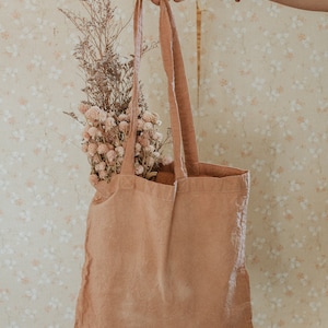 Botanical dyed cotton canvas tote bag Naturally dyed market purse Everyday tote Groceries Zero Waste Plant dyed VSCO girl Eco friendly gift image 9