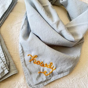 hand embroidered Howdy hand dyed cotton bandana Naturally dyed small scarf Male or Female Neckerchief minimalistic bandana Eco friendly gift