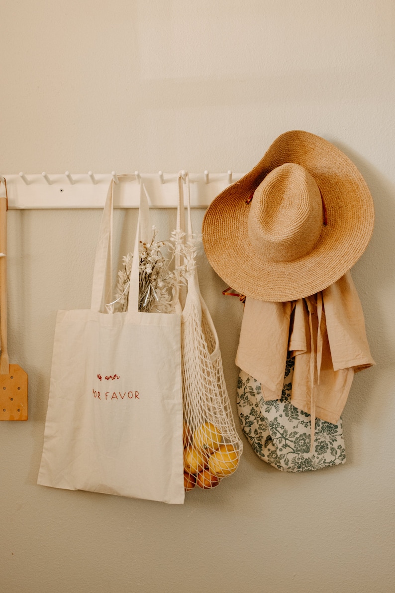 hand embroidered Botanical dyed cotton canvas tote bag Naturally dyed market purse Everyday tote Groceries Plant dyed bag Eco friendly gift image 10