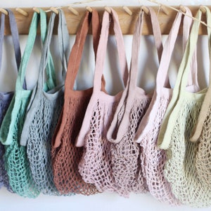 Plant dyed market string bag Groceries net bag naturally dyed Conscious fashion Reusable bags Useful Eco friendly Zero waste Gifts image 2