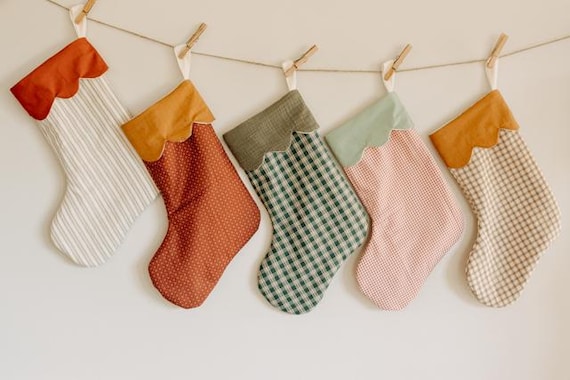 retro Christmas sock- Hand embroidered Personalized Handmade Christmas stocking Xmas decorations