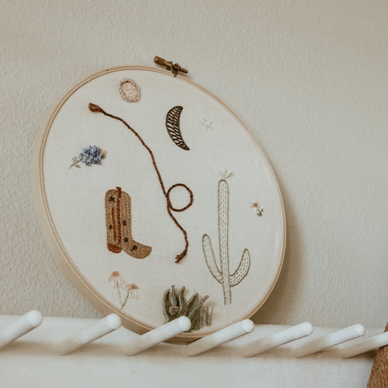 Texas Embroidery hoop Hand embroidery art Texas pretty things Wall hanging Handmade art one of a kind gifts Embroidery art Home deco image 2