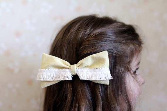 Yellow Boho Hair Bow Naturally Dyed Hair Accessories Bohemian Etsy