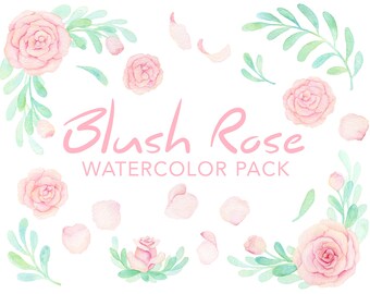 Blush Rose Watercolor Clipart