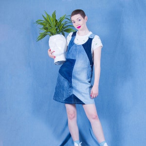 ROBE PATCHWORK UPCYCLED | Jumper denim durable | Robe Dungaree classique | Récupéré, renouvelé, recyclé