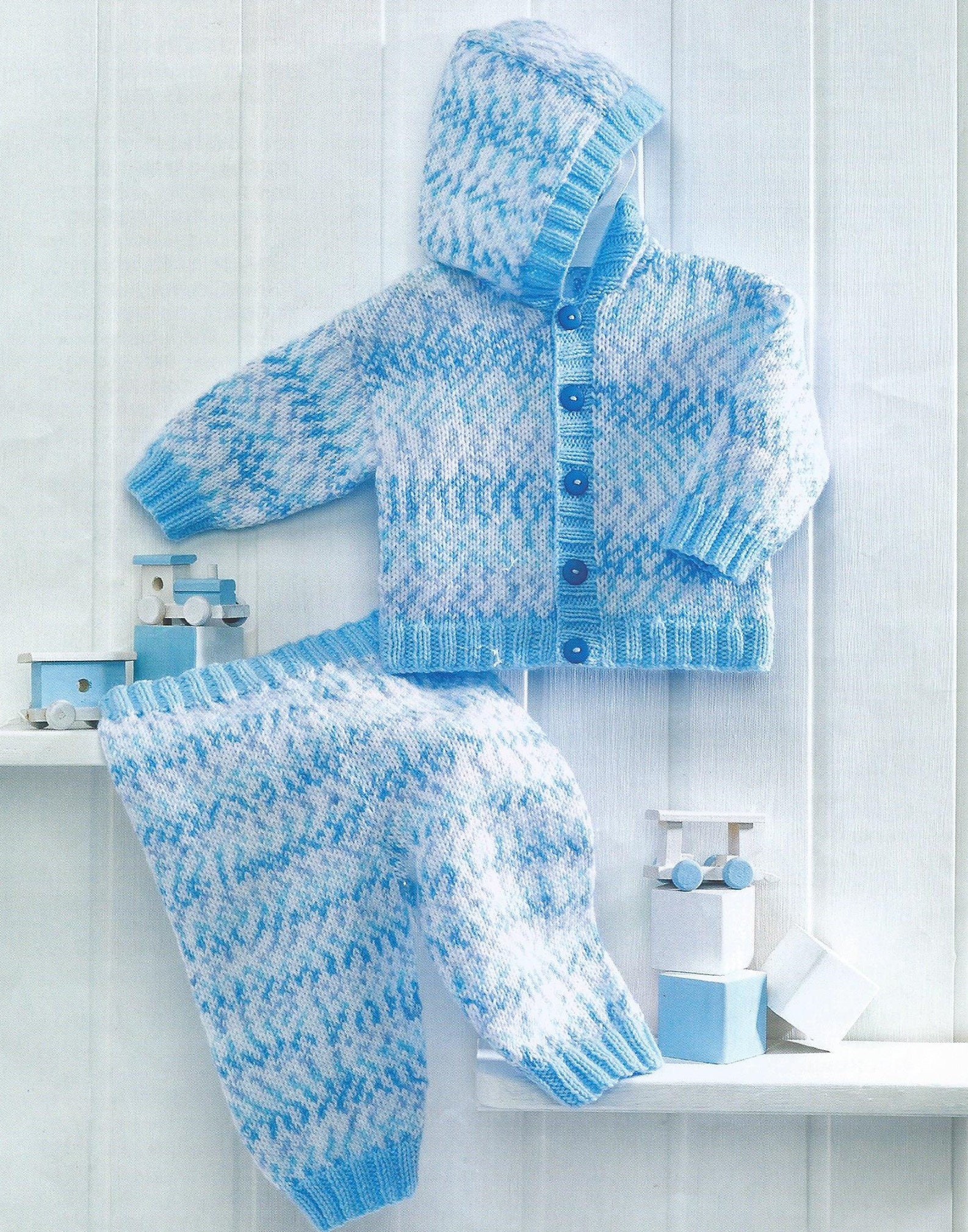 Instant Download Baby Knitting Pattern Pram Set With Hooded Coat Jacket