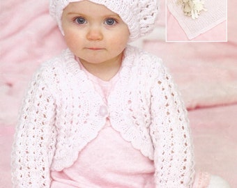 Instant Download Vintage Baby Child Cardigan Beret Hat Blanket Knit Pattern PDF