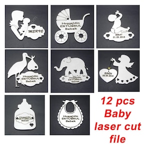 12 pcs baby® set laser cut.Laser cut project plan.Instant download. Laser cut vector model. Vector file for laser cutting.