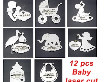 12 pcs baby® set laser cut.Laser cut project plan.Instant download. Laser cut vector model. Vector file for laser cutting.