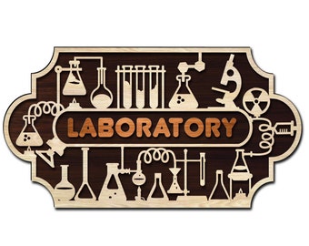 Laboratory signage laser cut file. laboratory decor laser cutting file. dxf, pdf, svg, cdr, file. Lab laser cut sign. Lab door or wall art.